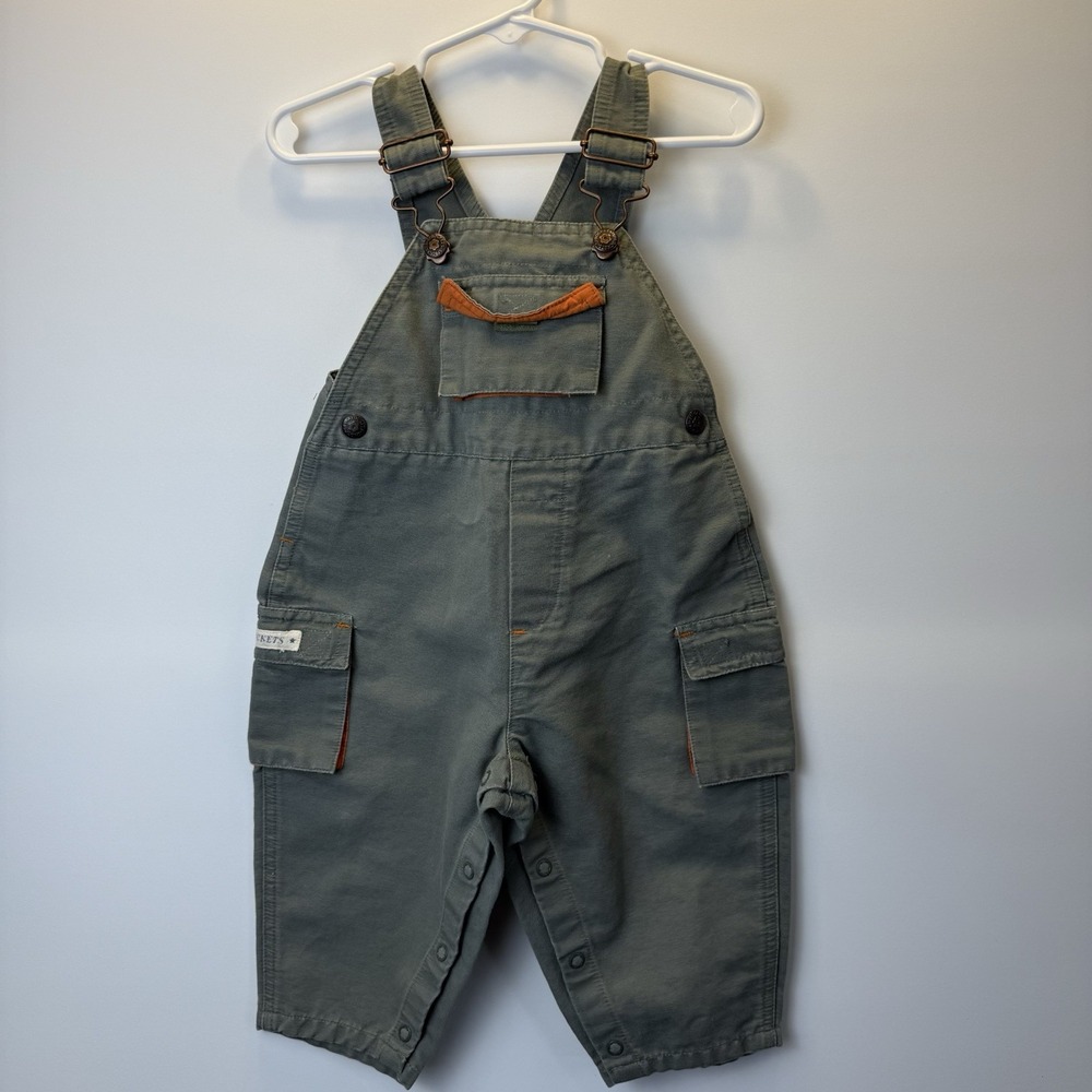 VTG Sprockets 18Mos Kids‎ Unisex Cargo Overalls 100% Cotton Pockets Logo CUTE